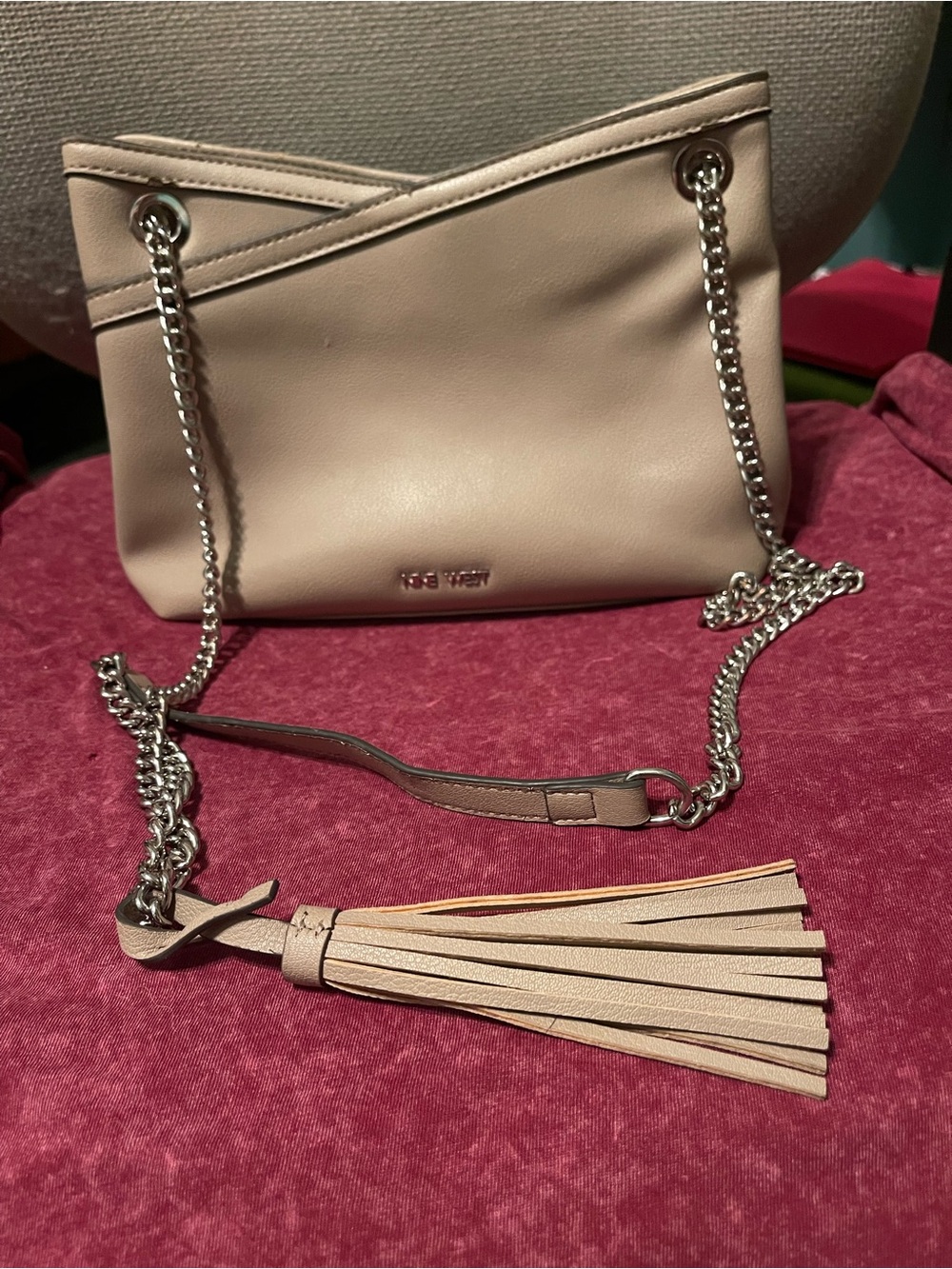 Nine West Blush Chain-Shoulder Crossbody with Tassel
